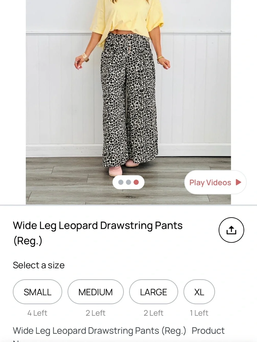 Leopard print wide leg pant walker Rose boutique size small nwt - Picture 3 of 3